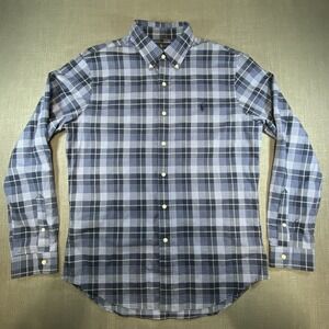 Ralph Lauren Men's Large Blue Plaid Slim Fit Long Sleeve Button Down Shirt